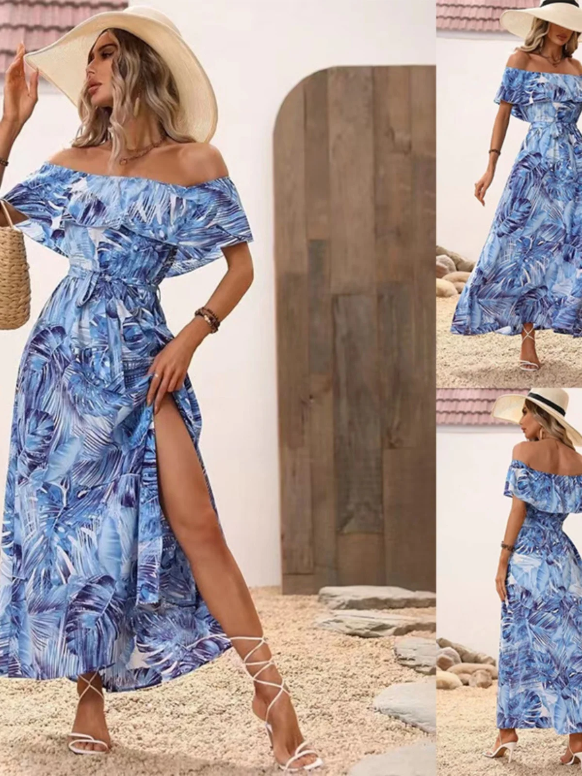 Svel grote rok Dr met veters Ne Design polyester stof bloemmotief midden taille riem lange lente Dr