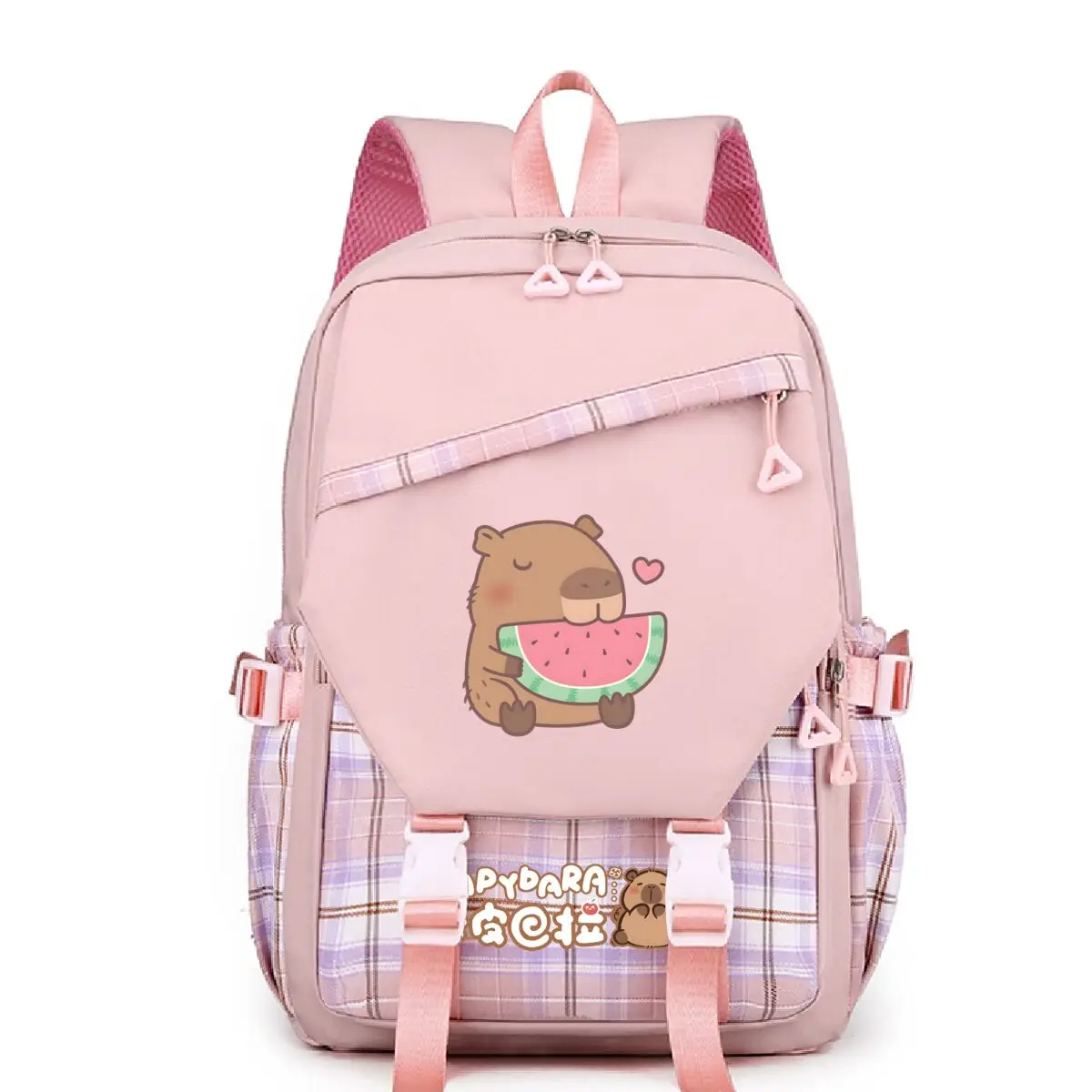 

Capybara Loves Backpack for School Kids Girls Cute Capybara & Watermelon Schoolbag Teeneger Cartoon Leisure Travel Backpack Bag