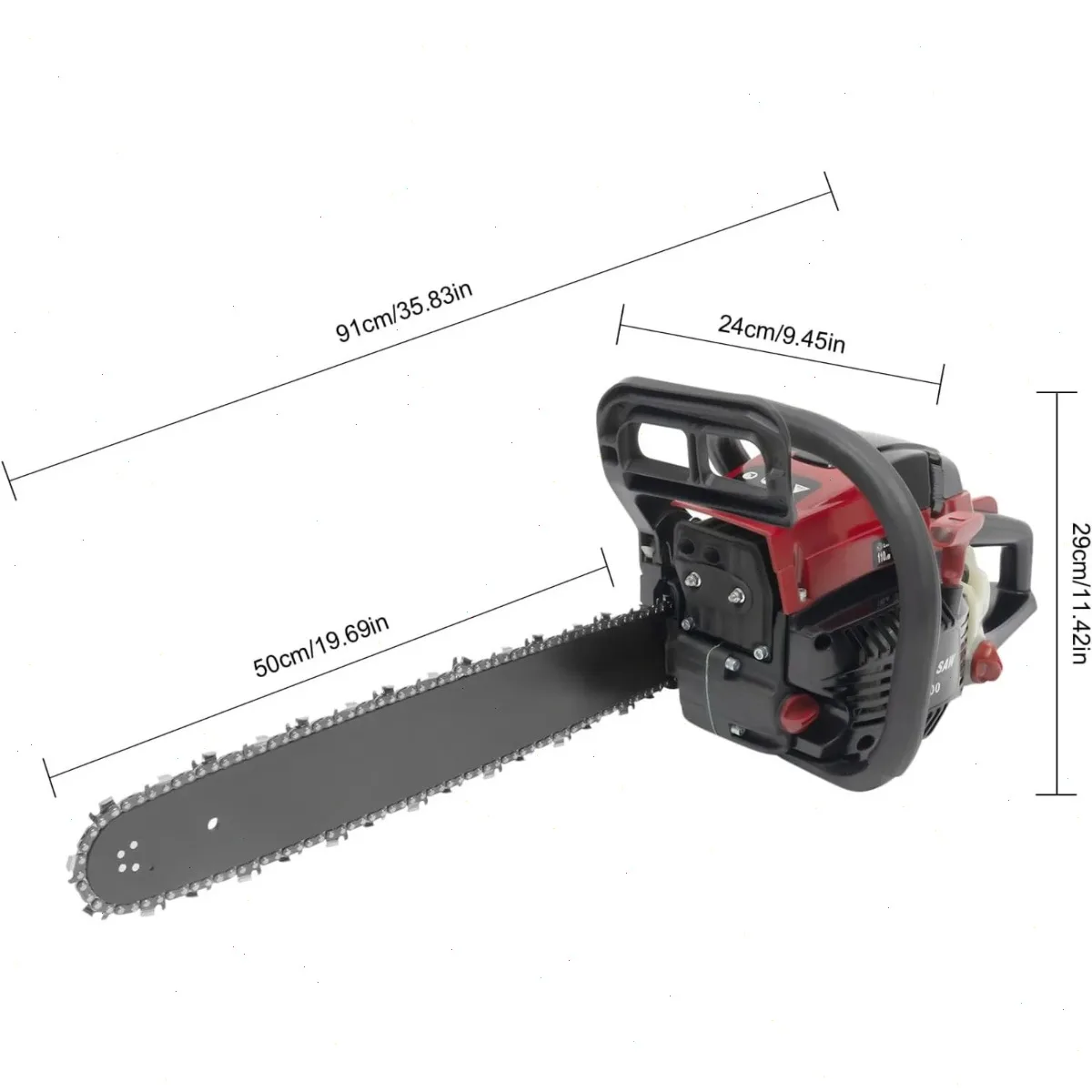 Gasoline Chain Saw, 20 Inch 58cc, Durable Handheld Garden Chainsaw, Low Vibration, Safety Brake, Outdoor Wood Cutting, Non Slip Handle, Alloy Guide Bar, Black Red