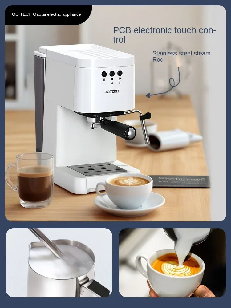 ماكينة صنع القهوة Gotech صغيرة كاملة شبه أوتوماتيكية كابتشينو حليب مخفوق بالبخار للاستخدام المنزلي