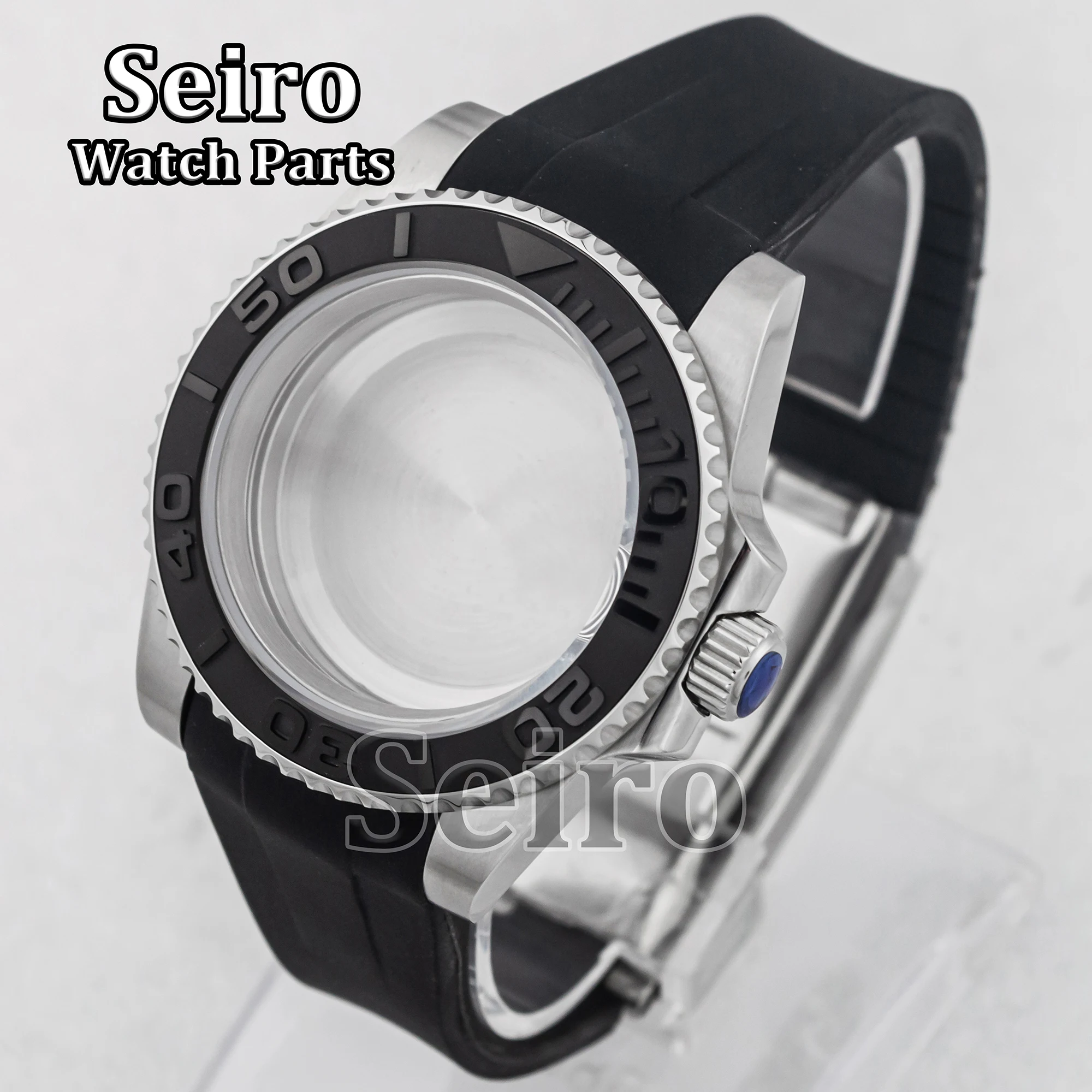 40mm NH35 Case for Yacht-master NH35 NH36 movement 28.5mm Dial Sapphire Glass Rubber Strap SUB Watch Case 316L Steel Waterproof