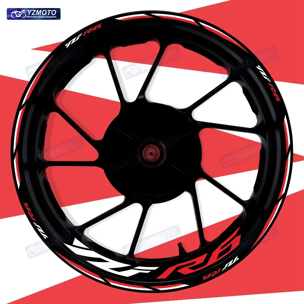 For YZF R6 Motorcycle 17 Inch Front Rear Wheel Hub Racing Sticker Decal Waterproof Reflective Modified Decorative Rim Stickers
