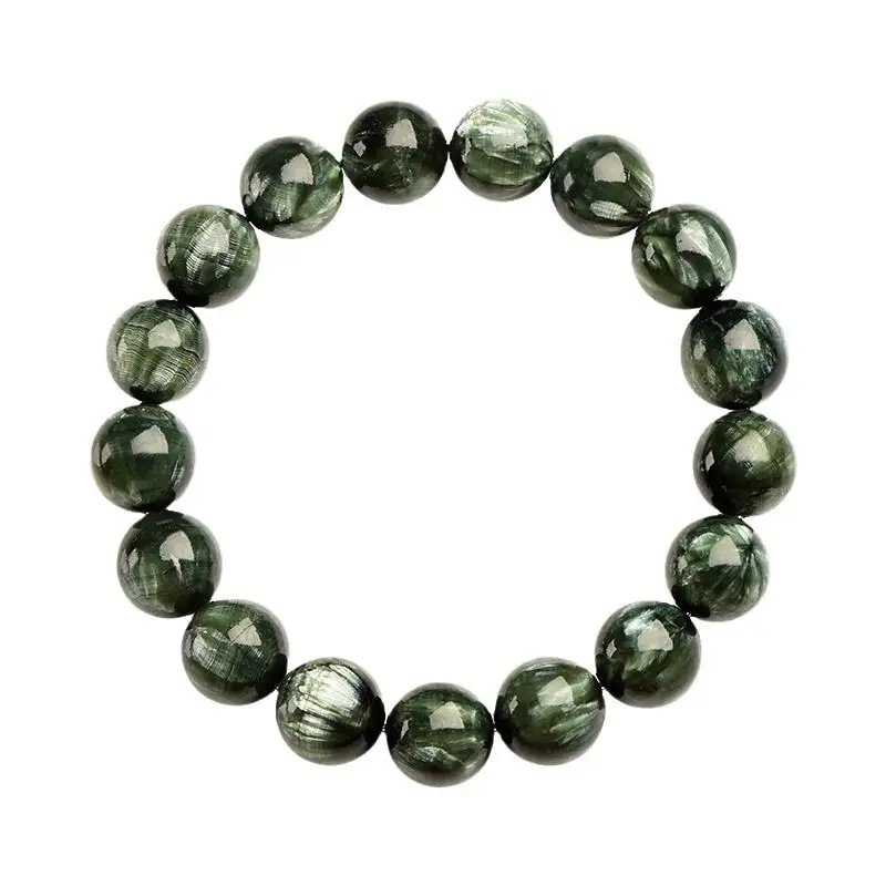 UMQ Pure Natural Green Dragon Crystal round Beads Bracelet Lucky Beads Lucky and Safe Couple Bracelet Gift for Bestie