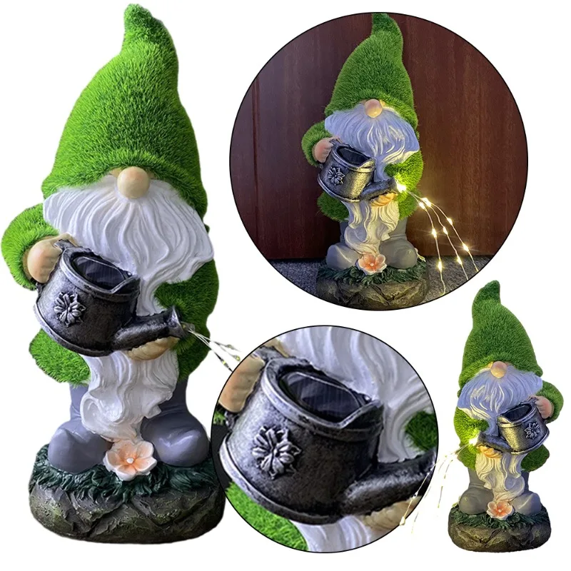 

Мультяшная статуя гнома, светодиодная солнечная скульптура гнома, милая фигурка гнома, атмосферное освещение, статуя, уличный садовый декор, аксессуары для дома