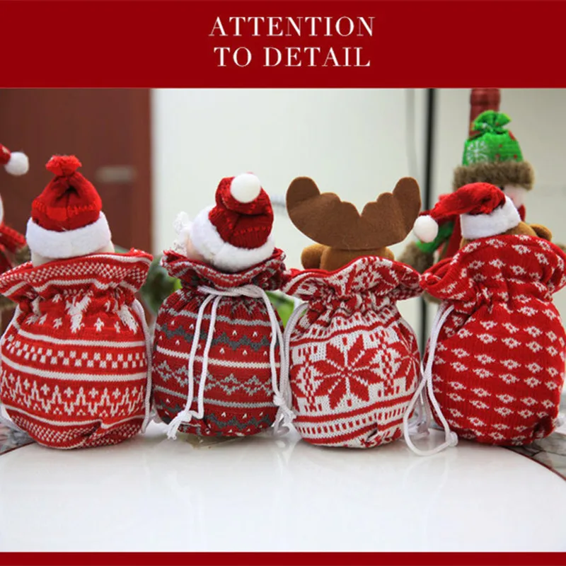 สร้างสรรค์ใหม่ทอ3D Christmas Apple Bag Christmas Gift Bag,Snowman,Father Christmas,Moose,หมี Christmas Candy Bag