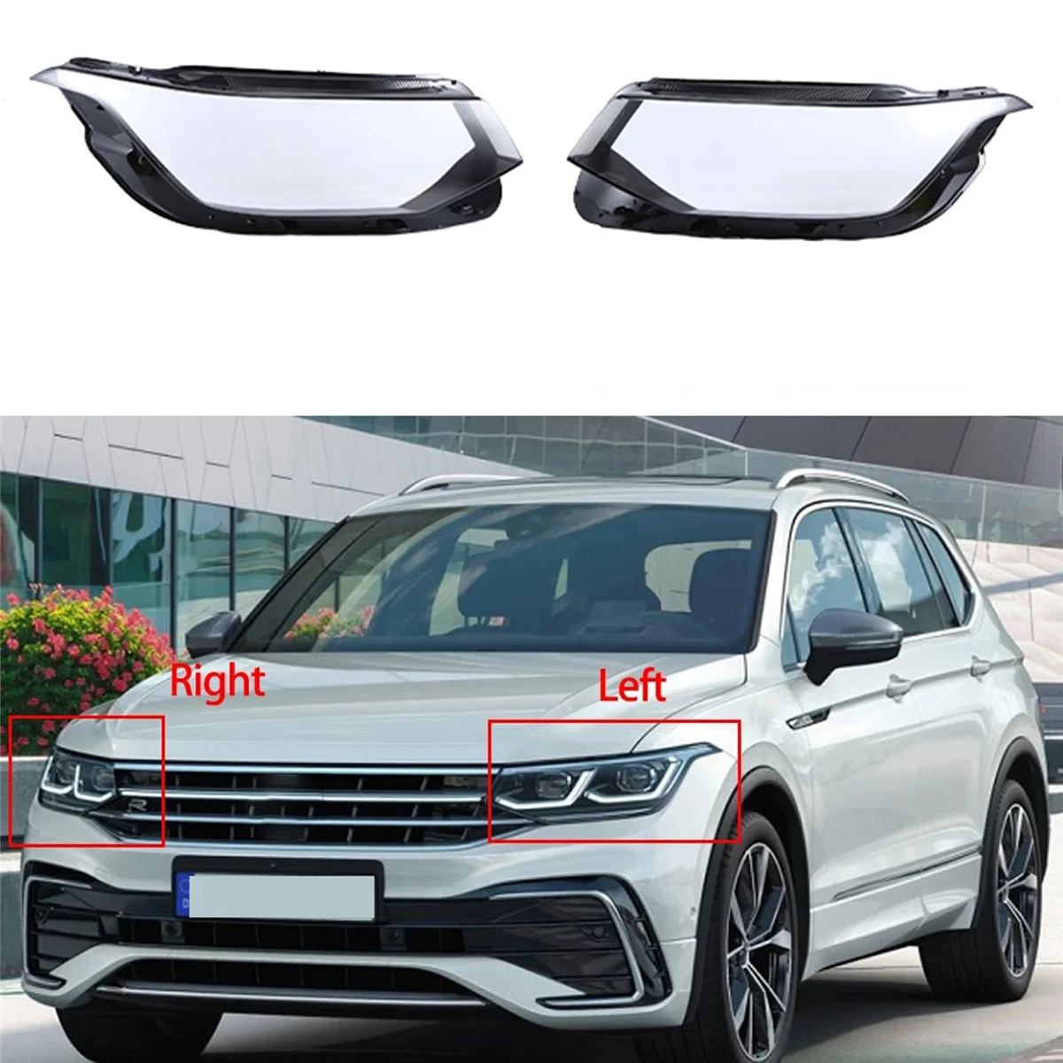 For VW Tiguan L 2022 Head Light Lamp Cover Shade Transparent Lampshade Headlight Shell Organic Glass Replace Right