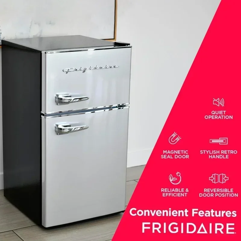 D2BFrigidaire EFR341, 3,1 cu ft 2-türiger Kühl- und Gefrierschrank, Platinum-Serie, Edelstahl, doppelt