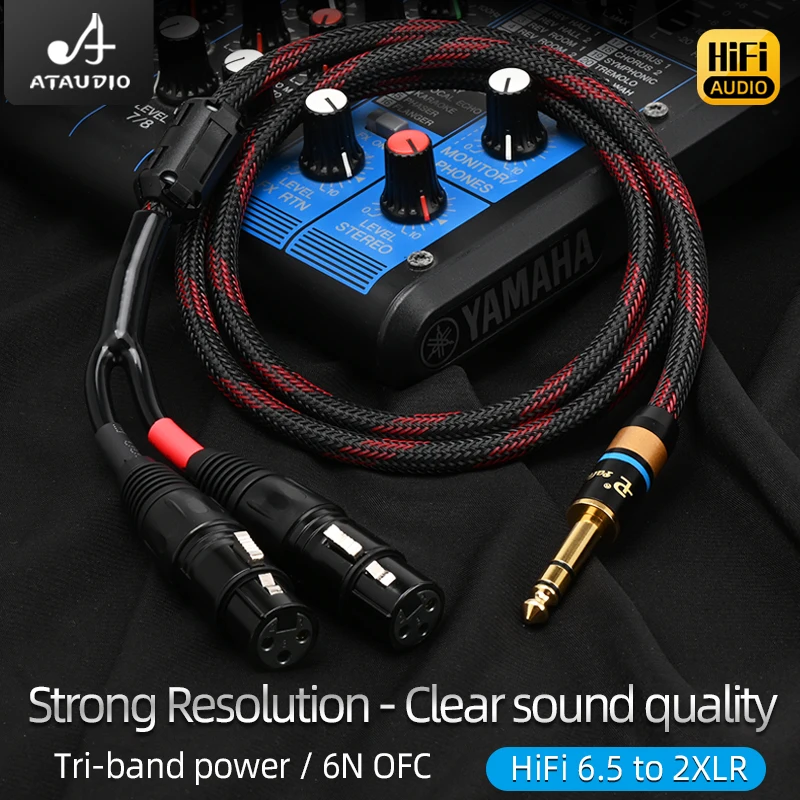 Hi-end kabel Audio 6.5mm TRS do XLR Y-Splitter do mikrofonu 6N OFC 6.5mm Stereo do 2 x lr Adapter 6.35 przewód męska wtyczka kabel