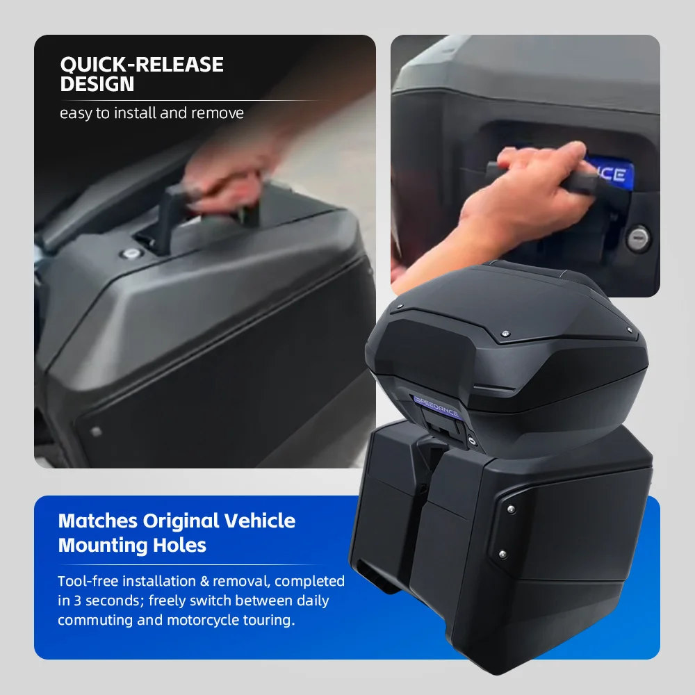 Speedance Motorcycle Top Side Box Trunk Set For Honda NT1100 One Key System Waterproof Luggage Quick Detach No Modification
