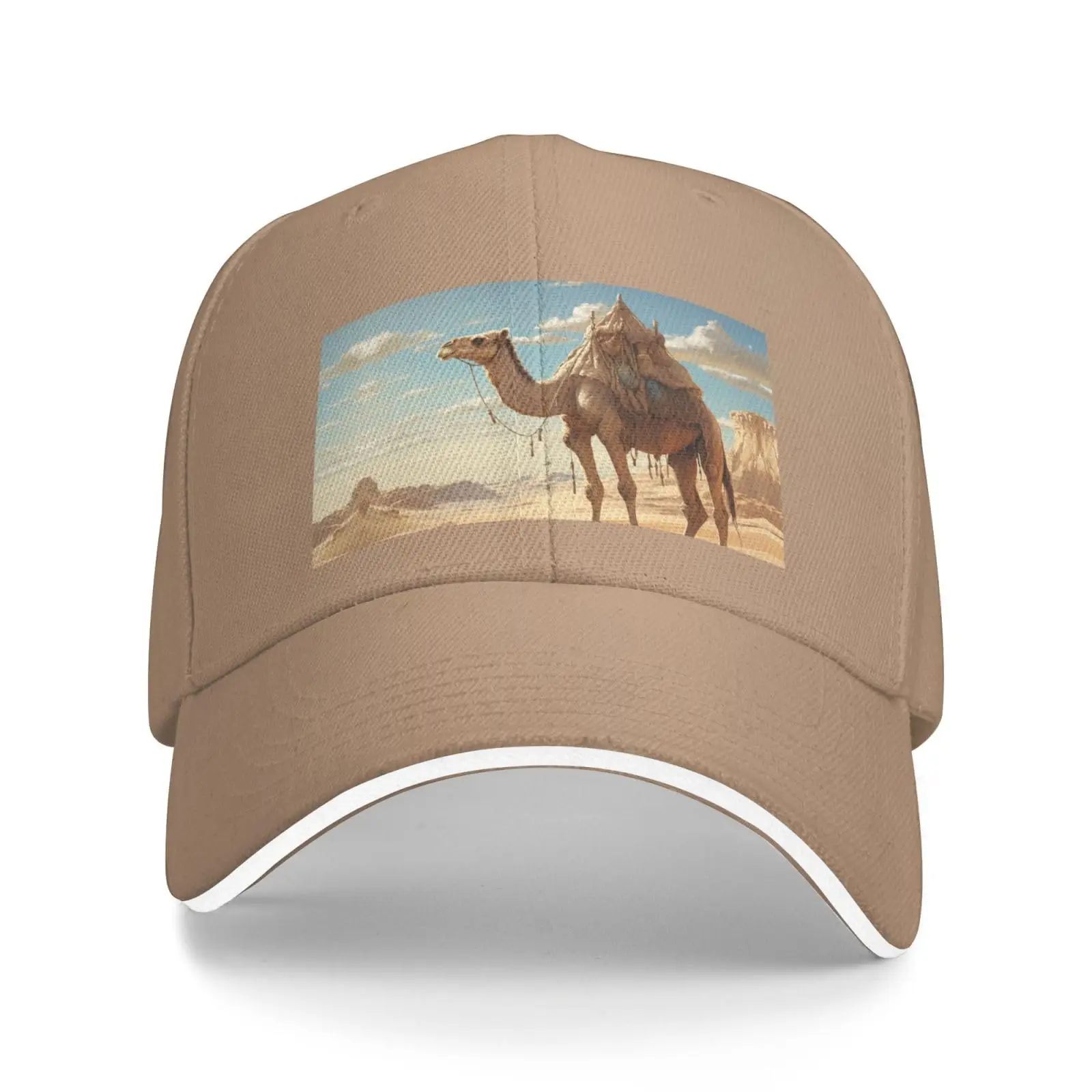 Desert Sand Camel Print Sandwich Baseball Cap Unisex Baseball Cap Casual Sandwich Baseball Cap Natural