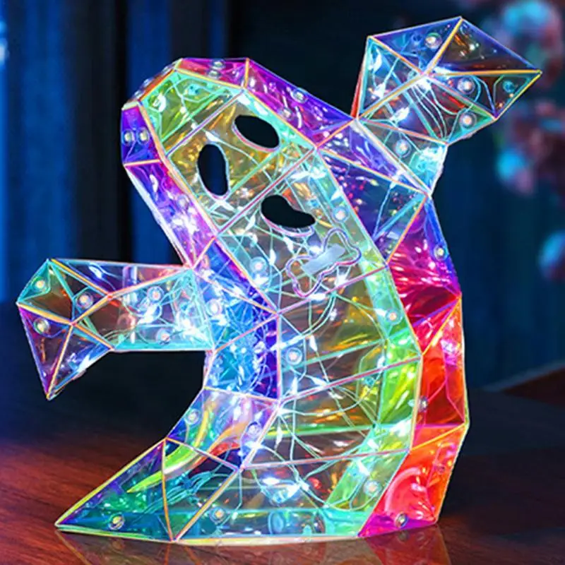 

Creative Prism Rainbow Ghost Decorative Ghost Night Light Halloween Night Lamp Prismatic Iridescent Spooky Ghost Home Colorful