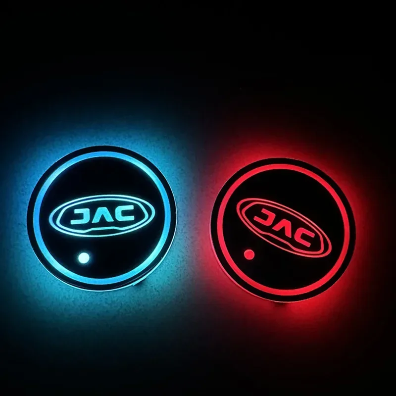 2pcs For JAC Refine J3 J2 S5 Accessories Car Led Luminous Coaster Atmosphere Light Water Cup Mat