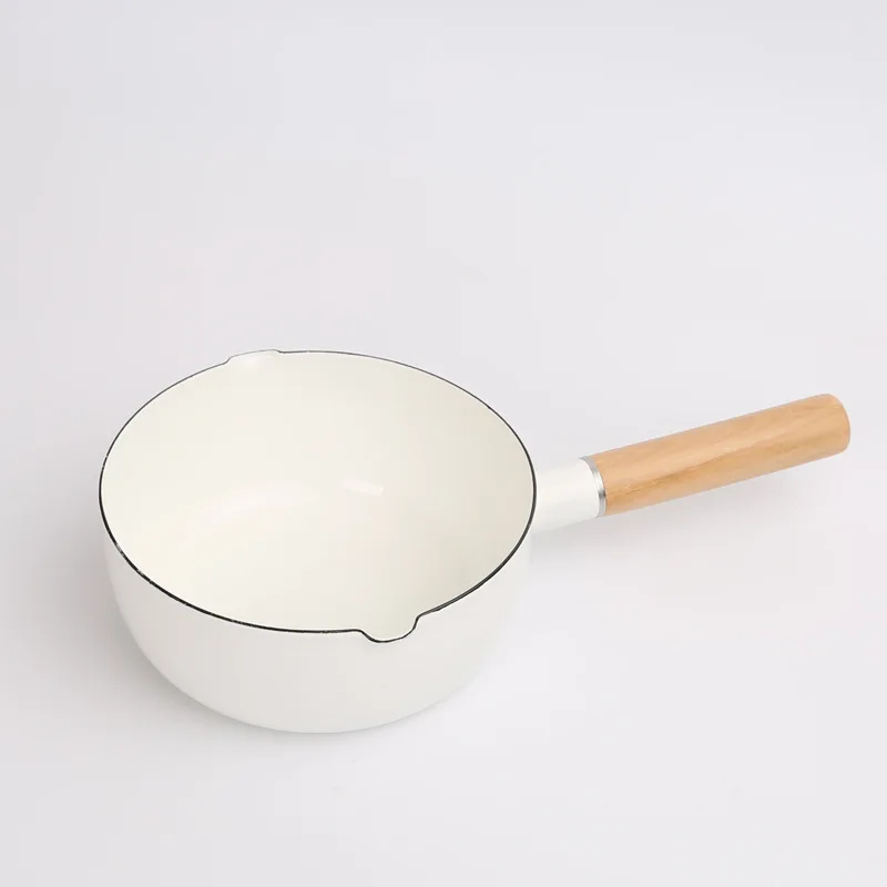 New Fashion Japanese Enamel Milk Pot Snow Pan Enamel Pot Single Handle Pot Slice Hand Pot Instant Noodle Pot Cauldron