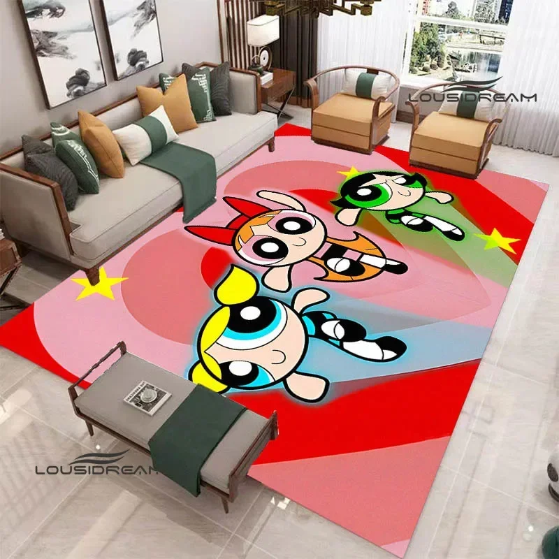 3D P-Powerpuff-Girls Cartoon carpet Non-slip carpet bedroom decoration living room decoration washroom floor mat birthday gift