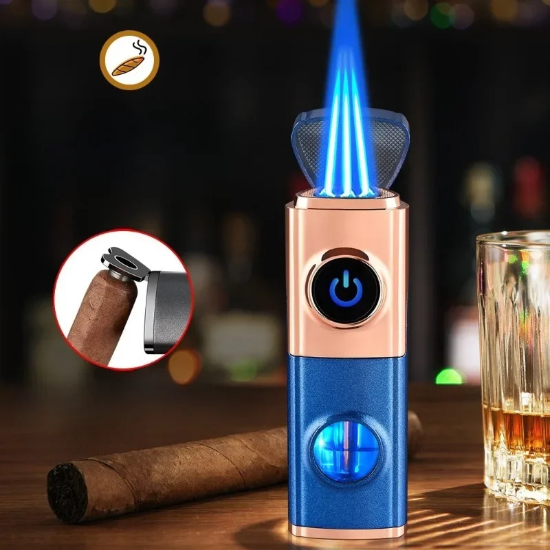 Cigar Specific Three Fire Lighter Inflatable Direct Charge Lighter,High Power Portable Igniter,Smoking Accessories,Men's Gift