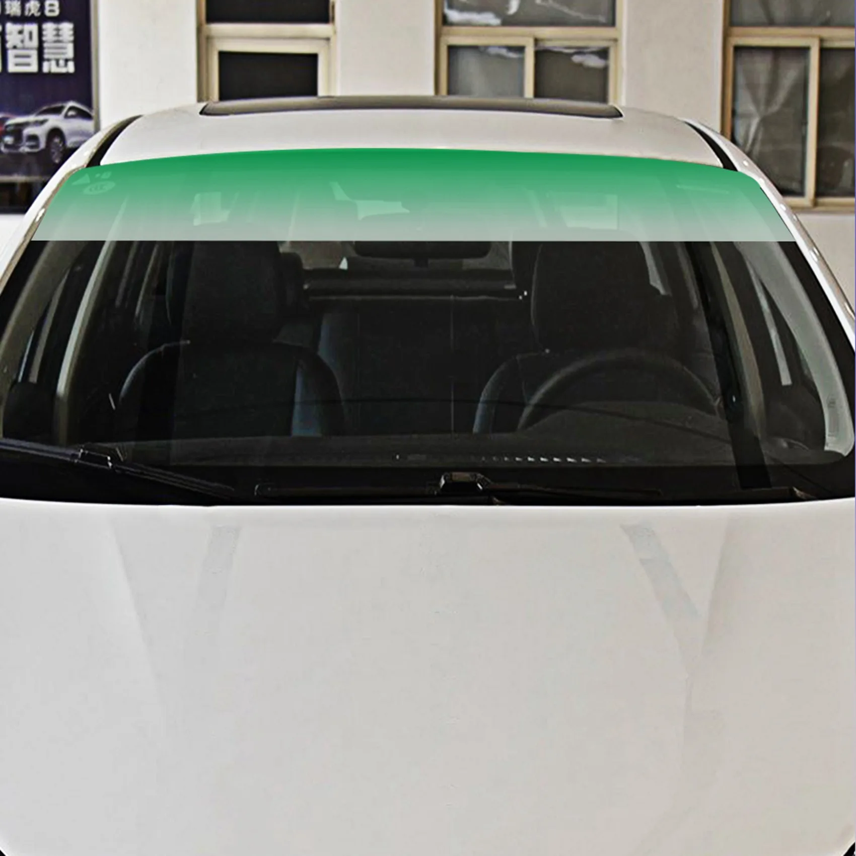 2X Car Tinting Film Top Front Windshield Foil Solar Protection Gradient 20X150cm (Green)
