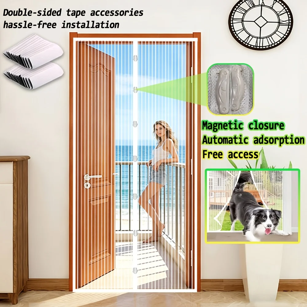 Magnetic mosquito net suitable for bedrooms, living rooms, and balconies - no drilling magnetic gauze door curtain