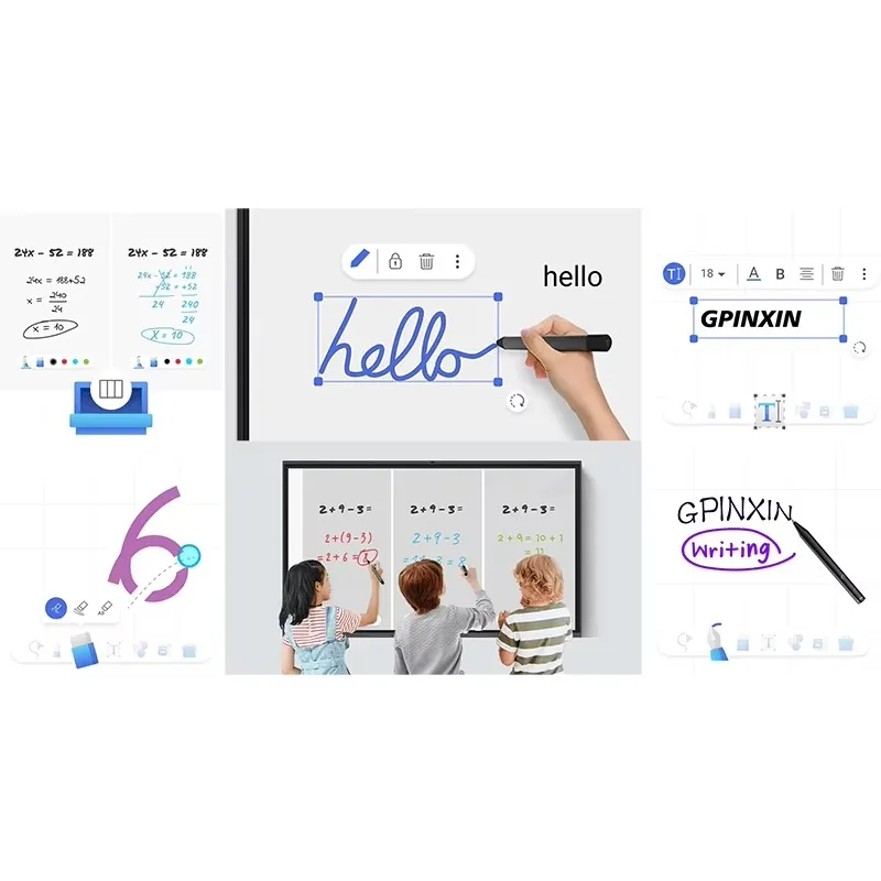2026 Newest Digital Board For Teaching, 55 65 Inch 4K Interactive Whiteboard With Multi-Touch And Dual System