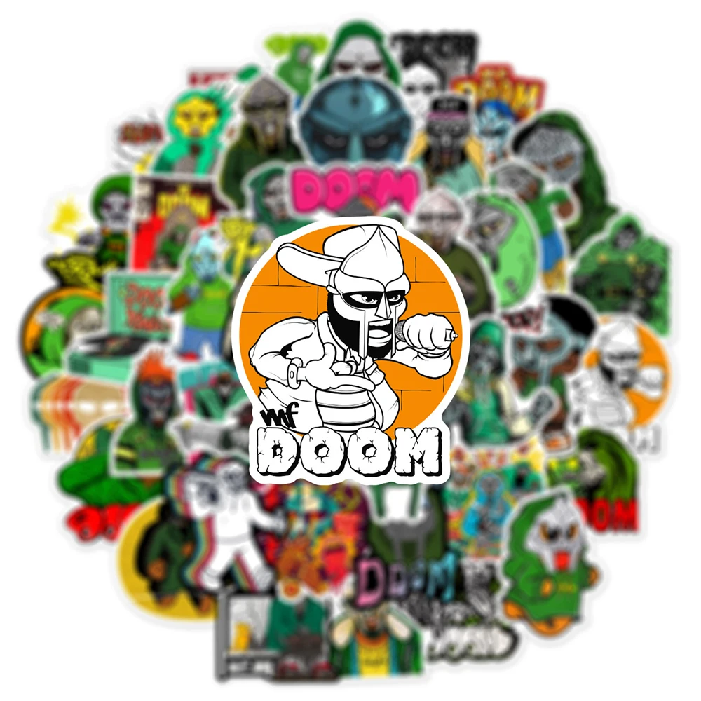 10/30/50pcs Rapper Mf Doom Graffiti Stickers Cartoon Hip Hop Music Singer Decals DIY Helmet Phone Notebook Bike Cool Sticker