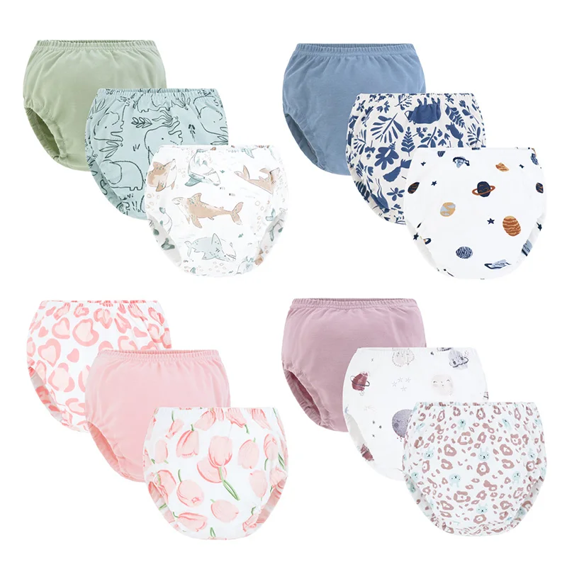 3 stks/set Peuter Slipje Zomer Leuke Cartoon Print Ondergoed Baby Herbruikbare Ademende Katoenen Shorts Ondergoed Voor Kinderen 3M-12M
