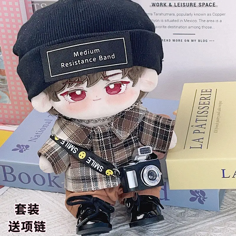 

Детская одежда 15 см, коричневая рубашка 20 см, крутая черная шапка, хлопковая детская одежда, толстое тело, можно носить сменную одежду