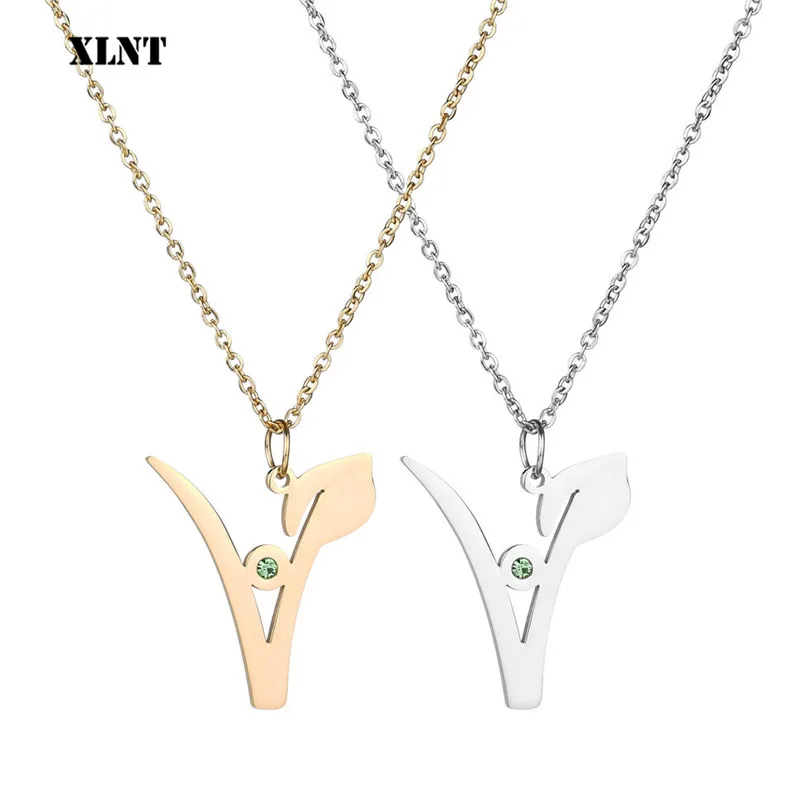 XLNT Vegan Stainless Steel Necklace Vegetarian Symbol Necklace Pendant Gift for Vegetarian Vegetarian Jewelry