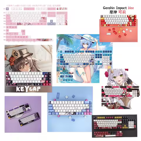 Genshin Impact Game Keycap 14 Styles Hu Tao Zhong Li Xiao Gan Yu Cherry PBT For Mechanical Keyboard Key Cap Anime White Keycap