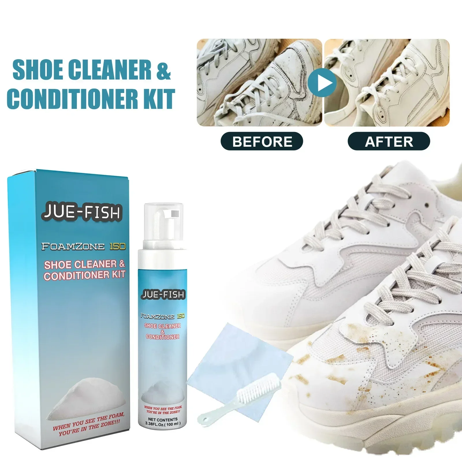 Foamzone Shoe Cleaner Whiten Polish Cleaning Tool Brush Shoe Sneakers Casual Leather Shoes Cleaning Shoe Care Supplies