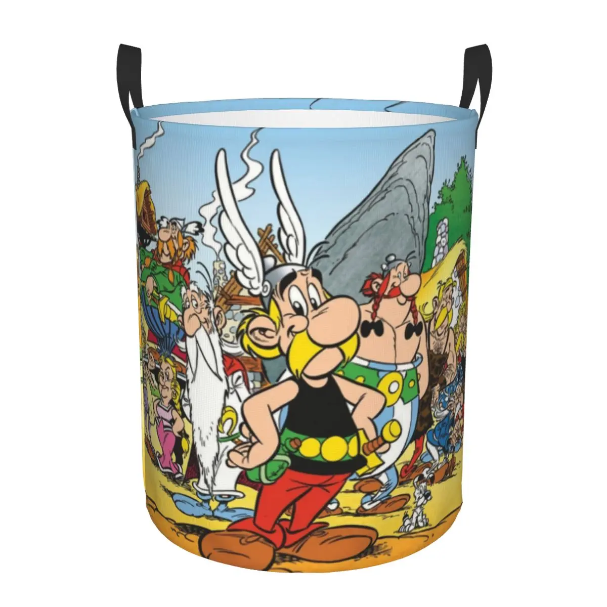 Custom Anime Asterixs And Obelixs Laundry Basket Collapsible Anime Cartoon Getafix Clothing Hamper Toys Organizer Storage Bins