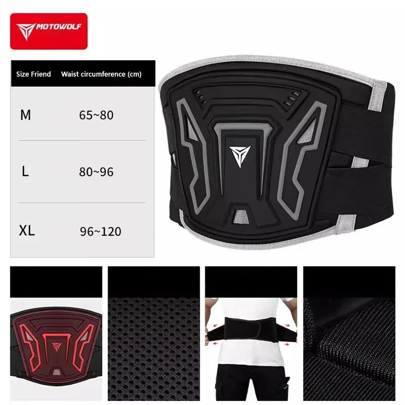 MX Offroad Motorcycle Tour Motowolf Breathable Adjustable Kidney Belt Unisex Lumbar Waist Protector Riding Support Guard Items