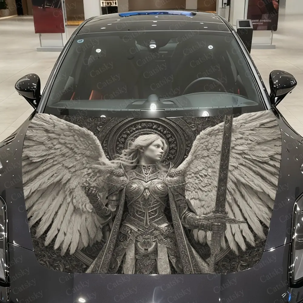 

Female Angel Image Car Film Sticker, PVC Waterproof Car Cover Self-adhesive Scratch Resistant Sticker, Suitable For Engine Hood