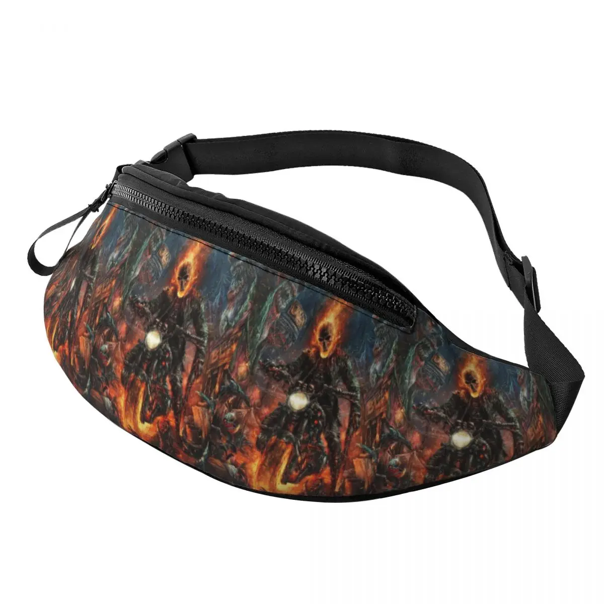 Custom Ghost Rider Anime Fanny Pack Men Women Casual Crossbody Waist Bag for Traveling Phone Money Pouch