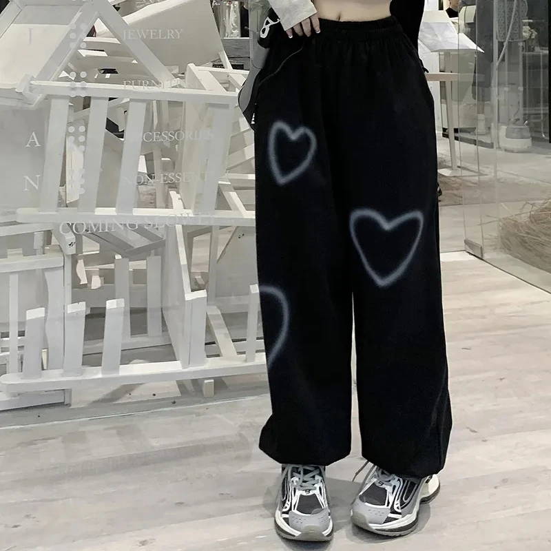 Korean White Oversize Pants Women 2023 Spring Casual Loose High Waist Hallen Pants Woman Streetwear Hip Hop Straight Trousers