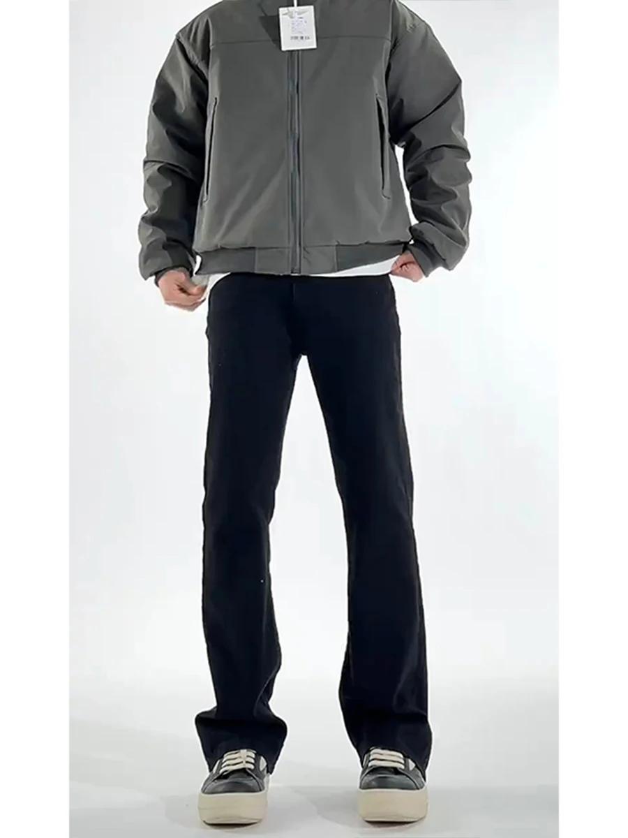 

Cleanfit Men's Bla Fce Lined Jeans High Waist Slim Straight Leg Denim Pants Winter Youth Faion Wide Leg Trousers