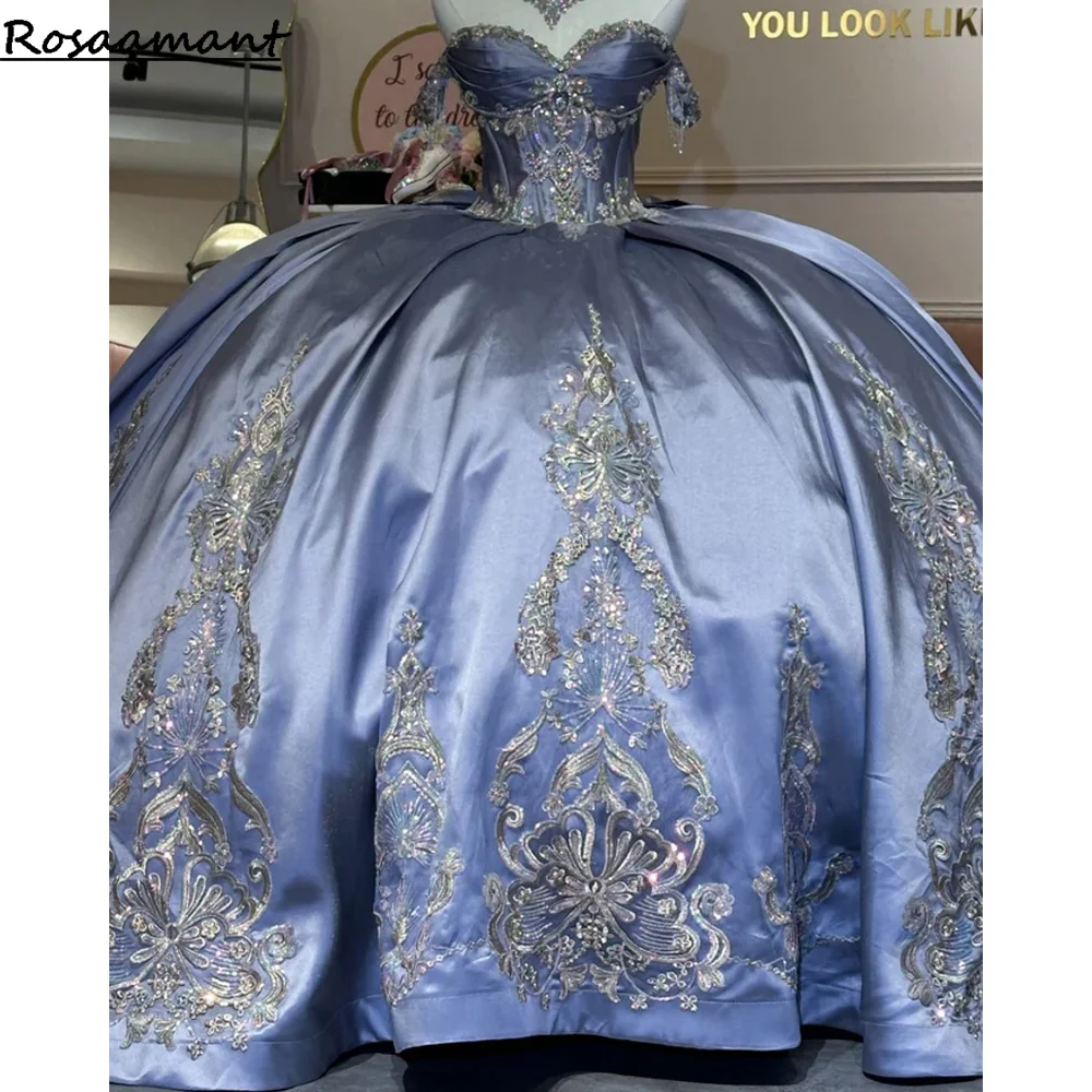 Lilac Quinceanera Dress Light Purple Sparkly Tulle Voluminous Ball Skirt Off Shoulder Sweet 16 Vestido De 15 Anos