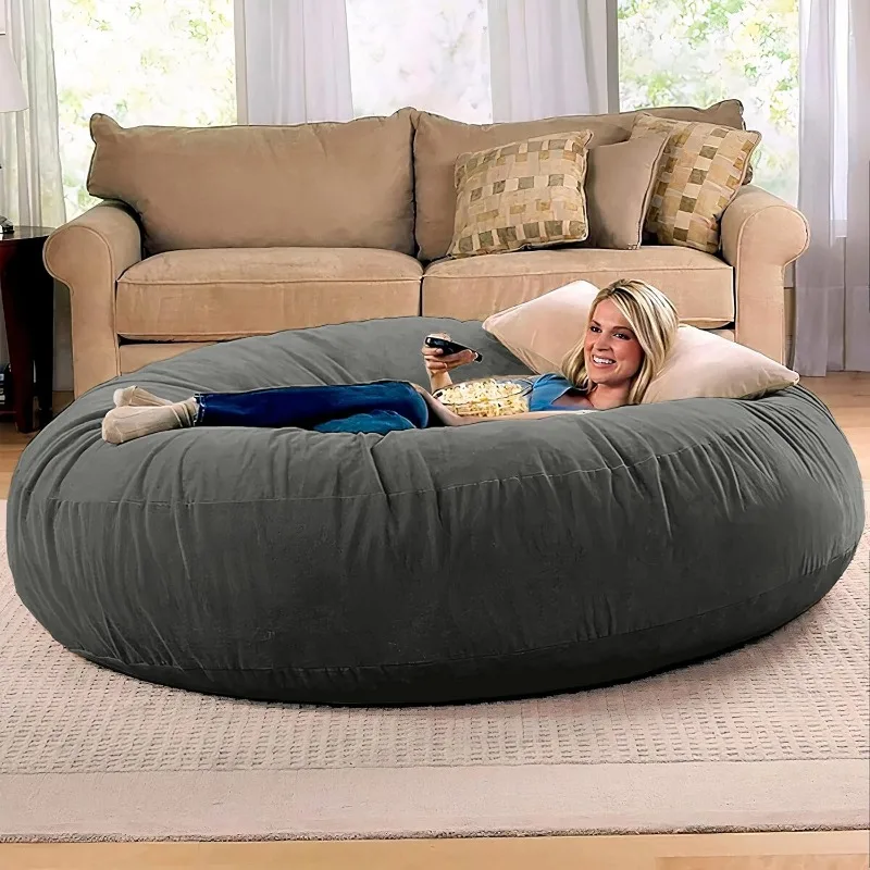 6 Foot - Large Bean Bag Chair for Adults, Soft and Comfortable，72”L x 72”W x 20”H，Charcoal