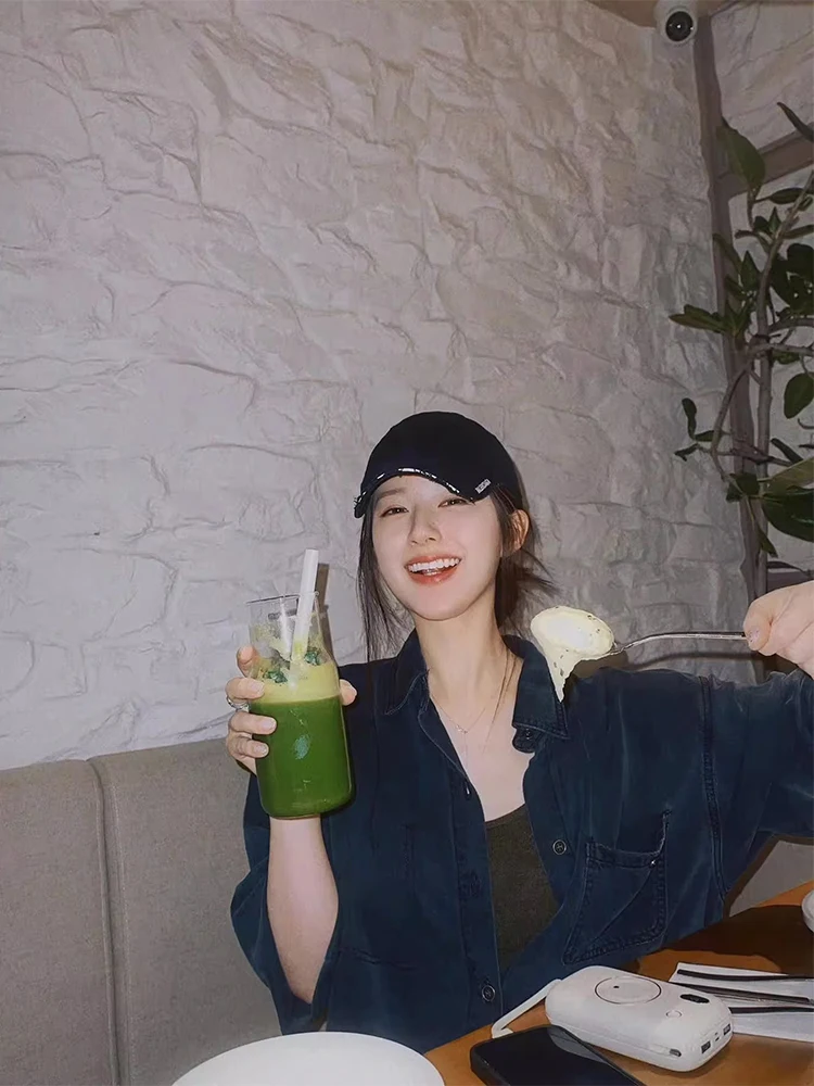 

Black Silk Denim Shirt Women's Spring Autumn Retro Hong Style Sun Protection Shirt Thin Outerwear Winter Loose Fit Collar