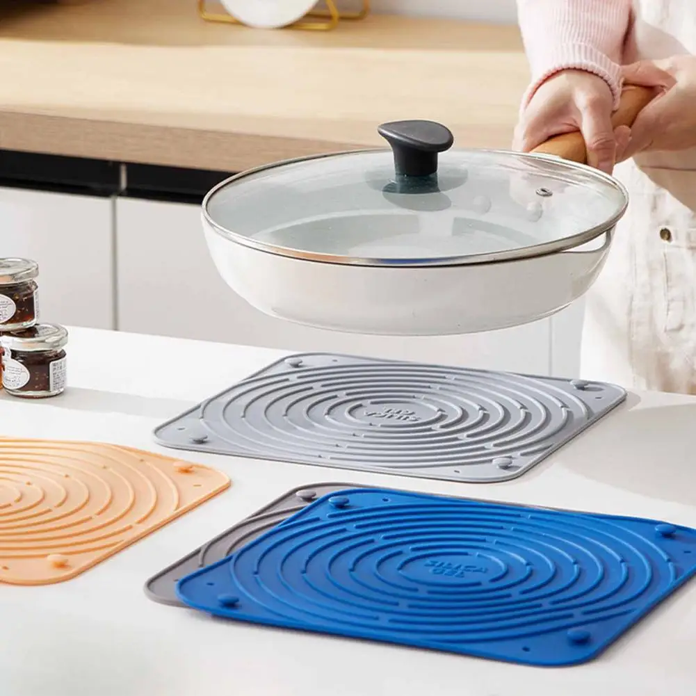 

Countertop Dish Drying Mat Multi-purpose Silicone Mat Silicone Heat Insulation Mat Anti-slip Foldable Waterproof for Kitchen