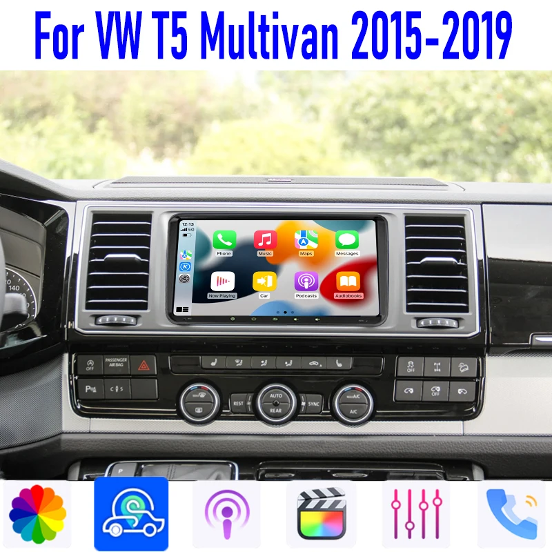 

GPS 9'' For VW T5 Multivan 2015-2019 Car Radio Head Unit Wireless Carplay Apple Android Auto Intelligent System Camera WIFI BT