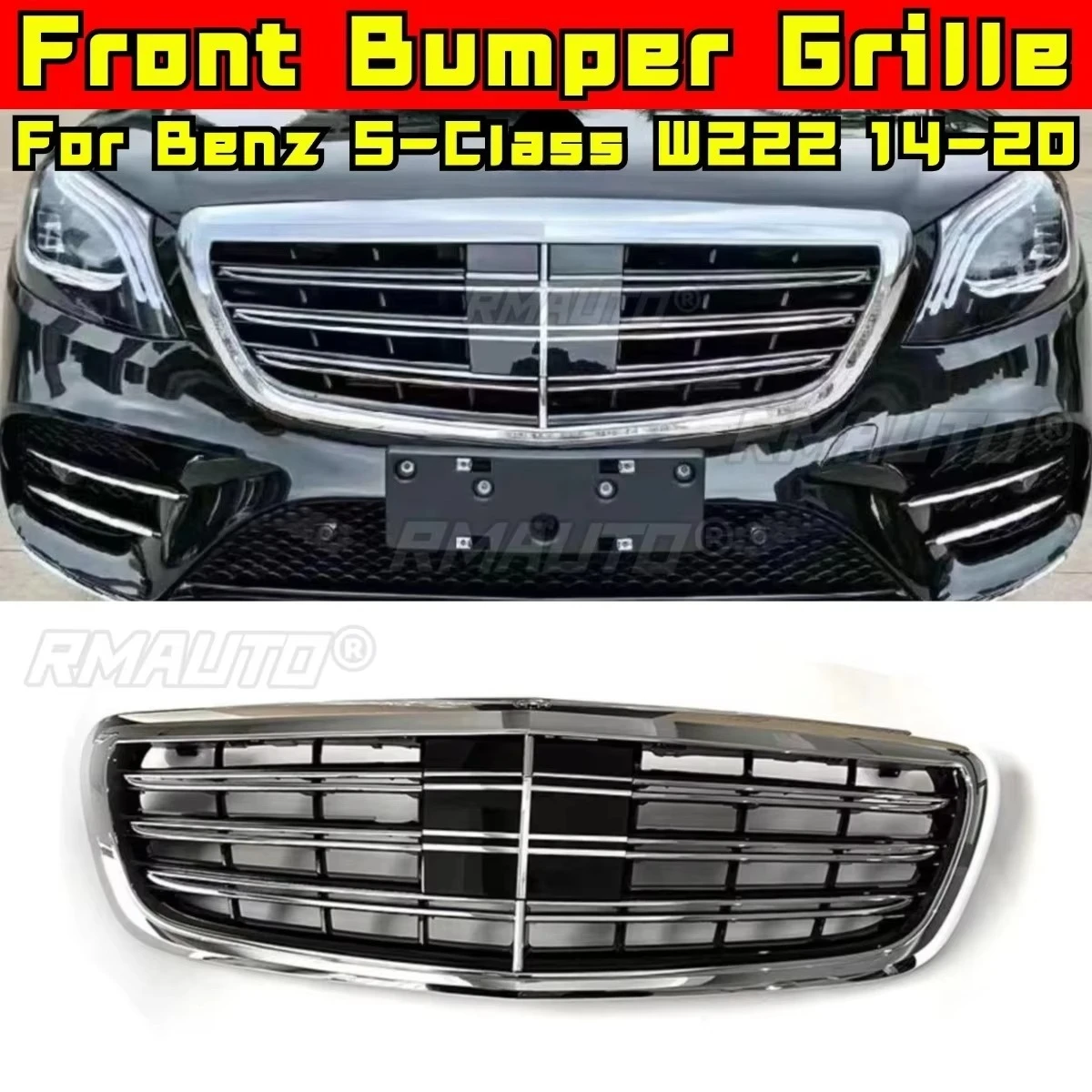 

Car Bumper Grill Decorative Strips Racing Grille Body Kit Front Bumper Grill For Mercedes Benz S-Class W222 2014-2020 Exterior