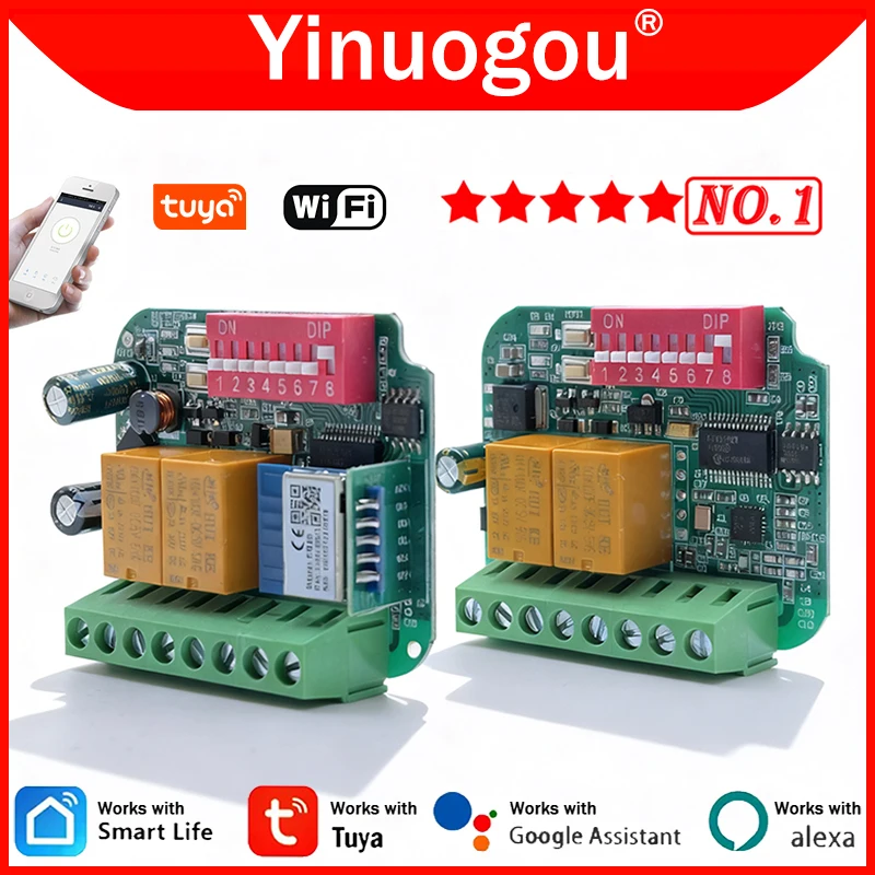 Tuya WiFi Smart Switch Receiver 300MHz-868MHz Universal Garage Door Remote Control Receiver Fixed and Rolling Code 9-30V 85-250V
