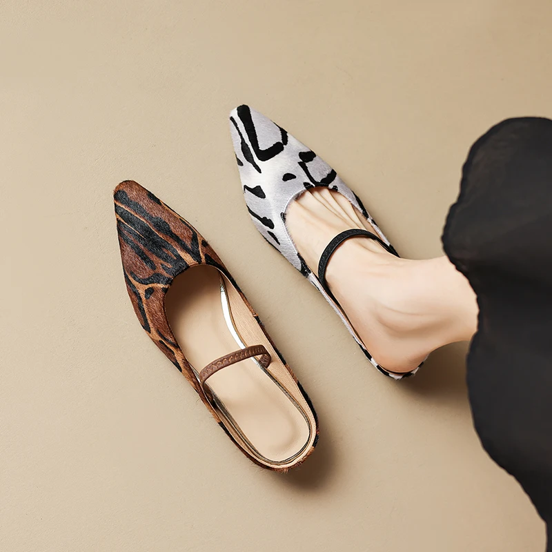 Nouvelles sandales d'été 2026 pour femmes en cuir naturel 22-25cm, mules à boucle en crin de cheval + peau de porc + peau de mouton, talons hauts, pantoufles tendance pour femmes