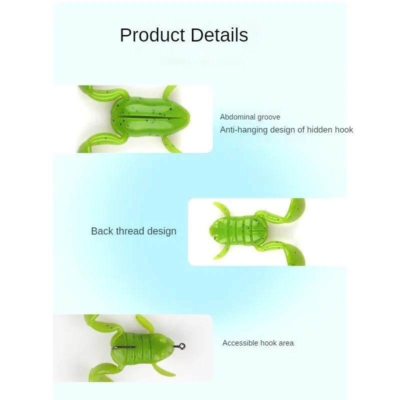 5 pcs environmentally friendly imitation Roadrunner frog bait, floating, predatory fish, soft bait, increase the chances of catc