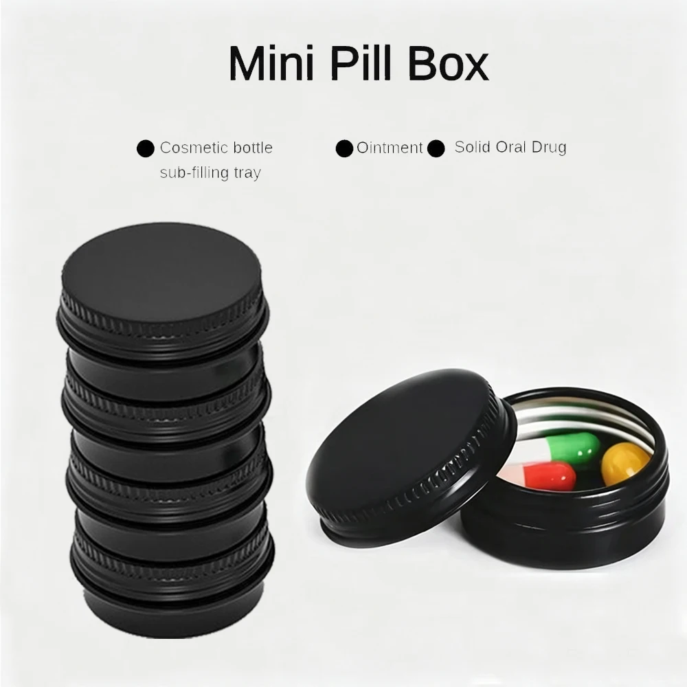 Mini Medicine Box Portable Black Light-proof Small Aluminum Alloy Food Grade Packaging Sealed Splitters Small Box Does Not Rust
