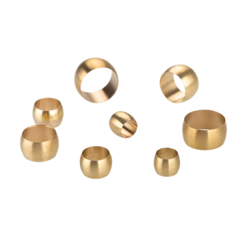 10Pcs Brass Double Taper Ferrule 4 6 8 10 12 14mm OD Compression Sleeve Seal Ring Fittings Tube Centralized Lubrication System