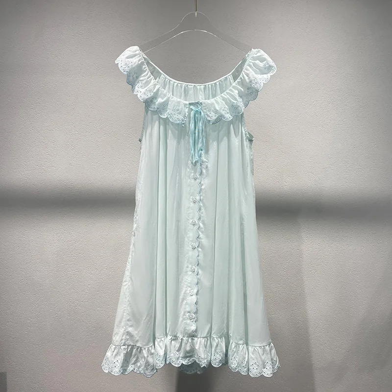 

Small niche 2025 spring/summer new hollow embroidery lace nightdress crew-neck dress woman women dress