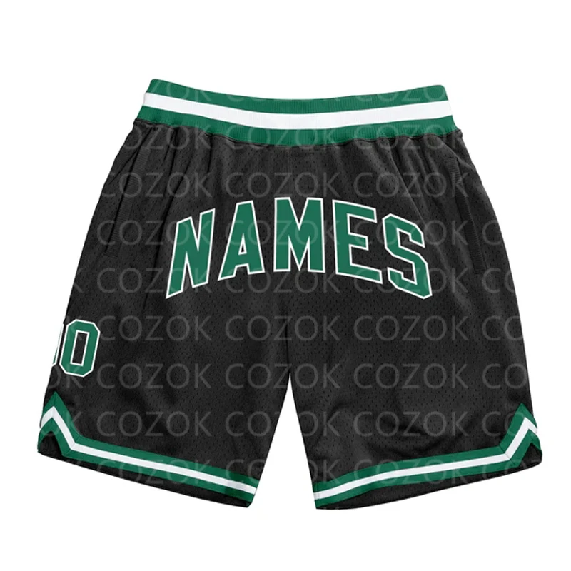 Custom Black Red Authentic Basketball Shorts 3D Printed Men Shorts Name Mumber Quick Drying Beach Shorts