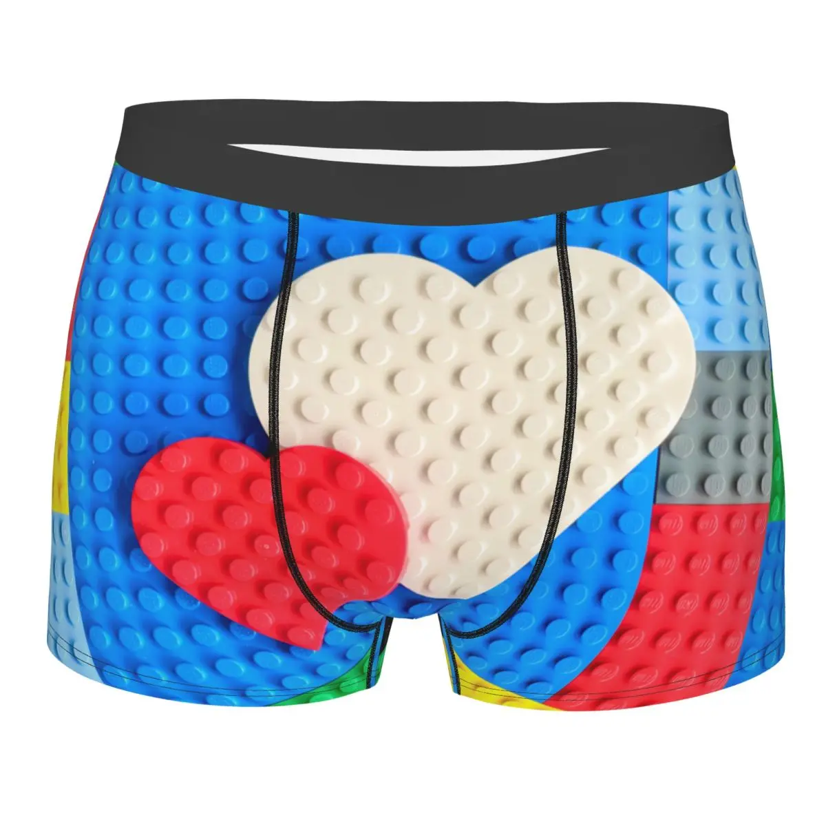Custom Building Blocks Heart Patern Boxers Shorts Mens Briefs Underwear Novelty Underpants