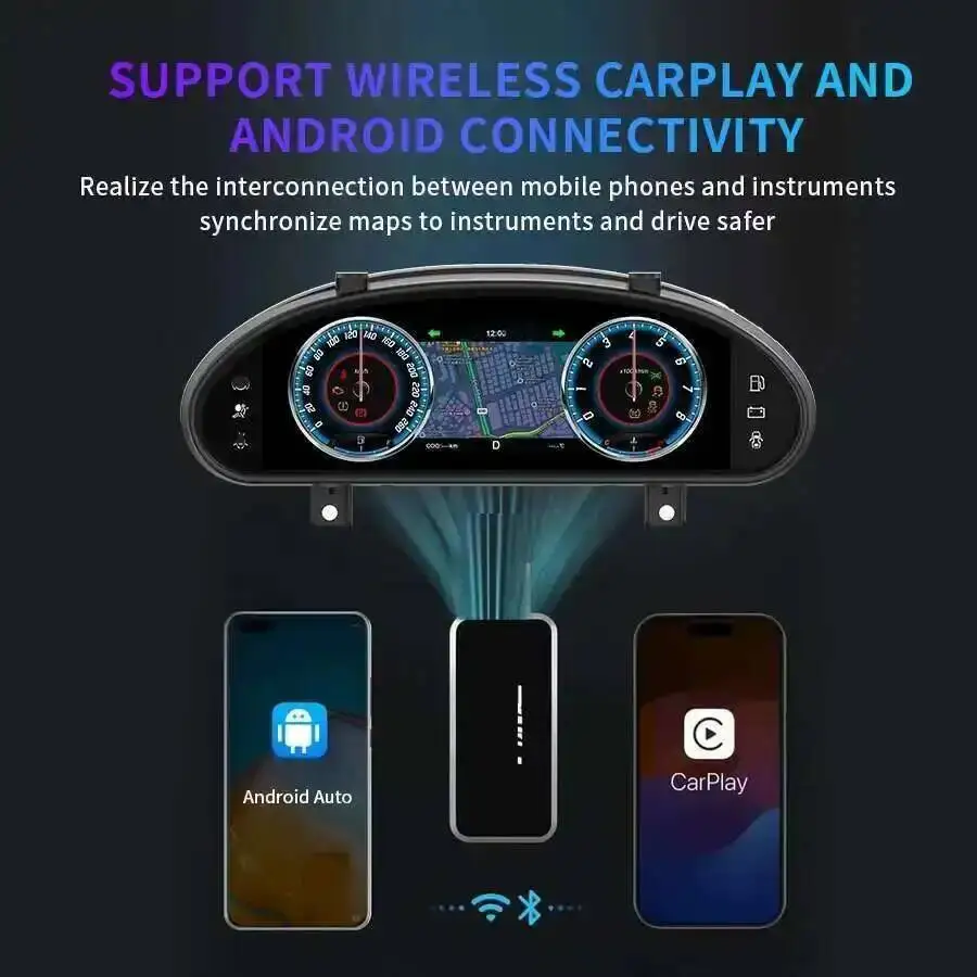 Car For Maserati GranTurismo GT 2004-2015 Smart Cluster LCD Instrument Speedometer Upgrade Map Multiple Colorful High Display