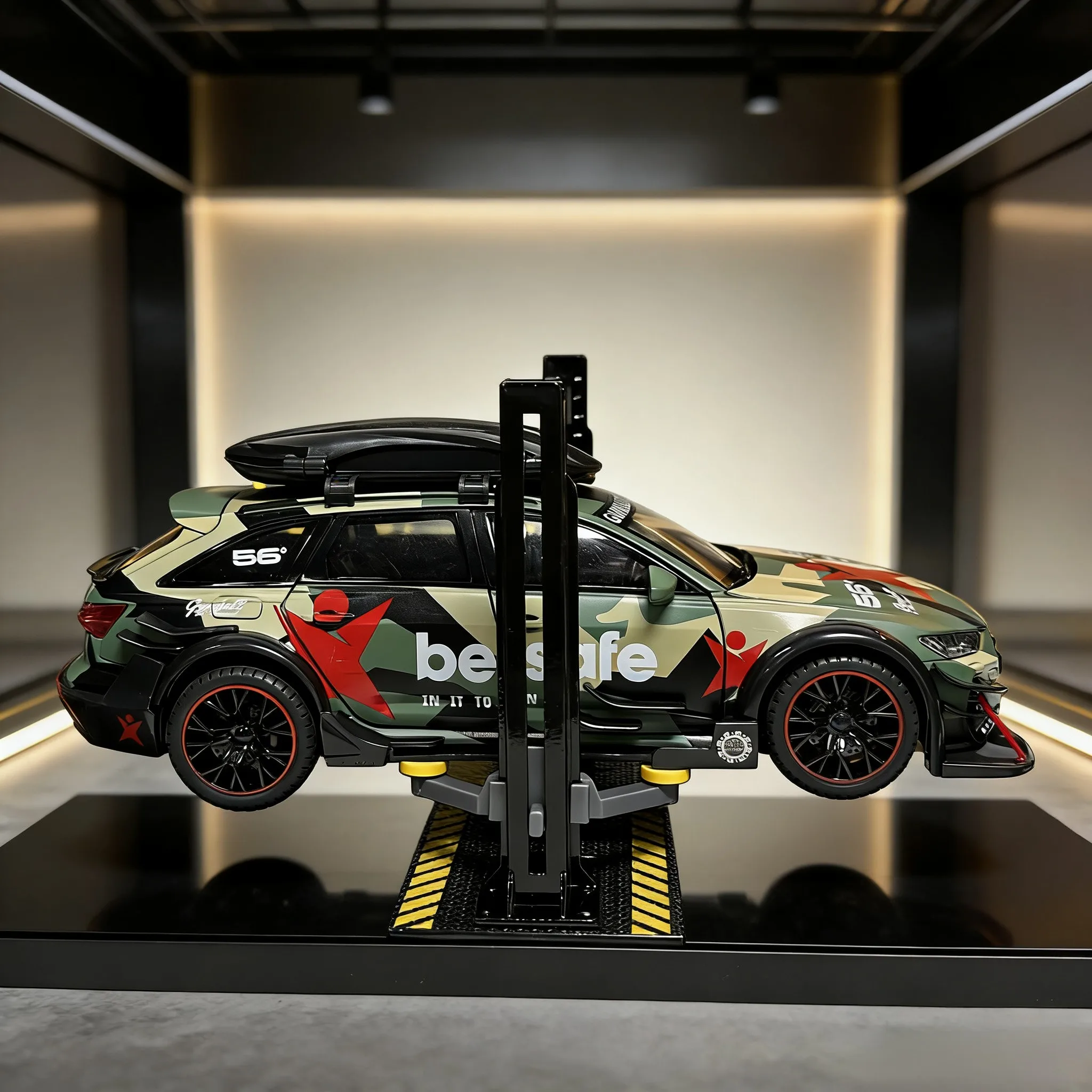 Modèle de voiture en alliage DIY, atelier de réparation avec lumières, jouet de construction à montrer, cadeaux pour garçons